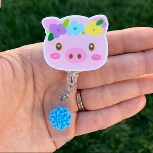 Pig Floral Badge Holder